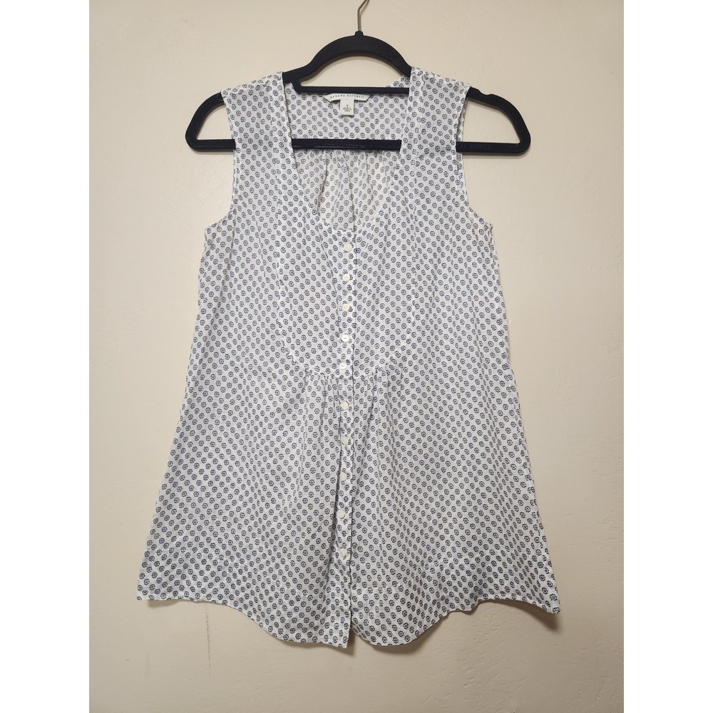 Banana Republic Cotton‎ Sleeveless Blouse White Floral Size Small